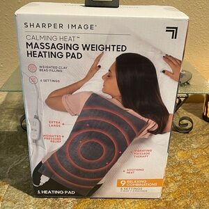 Sharper Image Calming Heat Massaging Weighted Heating Pad - Black and Red
